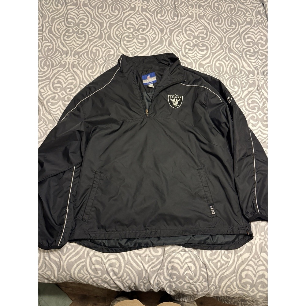 Oakland Raiders Jacket Men's 2XL Team Issued Reebok On Field Windbreaker